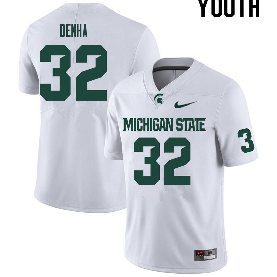 Youth #32 Zach Denha Michigan State Spartans College Football Jerseys Sale-White